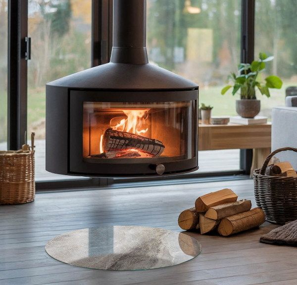 Okrúhla nehorľavá podložka pred krb Vzor z prírodného kameňa