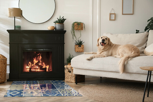 Obdĺžniková sklenená podložka pod krb Vzory keramických dlaždíc