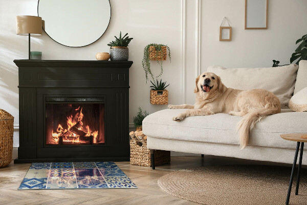 Obdĺžniková sklenená podložka pod krb Vzory keramických dlaždíc