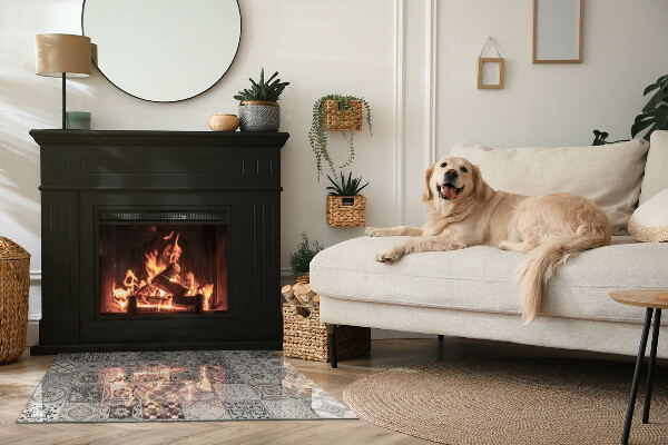 Obdĺžniková podložka pod krb Dekoratívne vzory dlaždíc