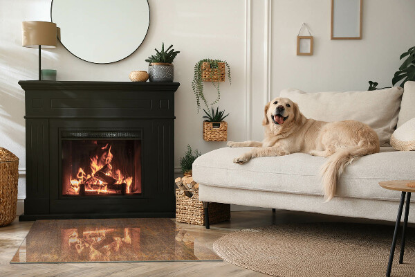 Obdĺžniková sklenená podložka pod krb Hrdzavá textúra na kove