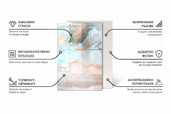 Obdĺžniková sklenená podložka pod krb Drevená doska s obilím