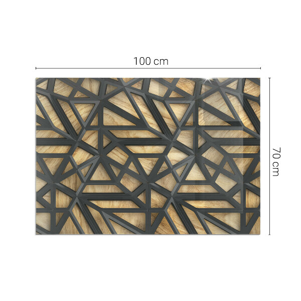 Obdĺžniková podložka pod krb Geometria s drevom