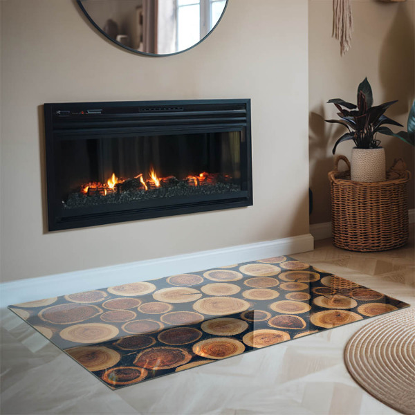 Obdĺžniková sklenená podložka pod krb Krabica s rezaným drevom