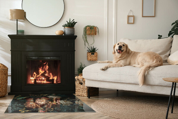 Obdĺžniková podložka pod krb Kvetinový vzor s motýľmi