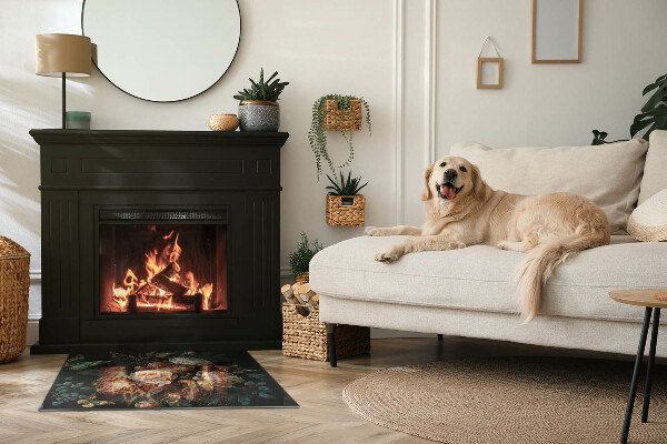 Obdĺžniková podložka pod krb Kvetinový vzor s motýľmi