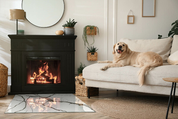 Obdĺžniková sklenená podložka pod krb Mramorový žilový vzor