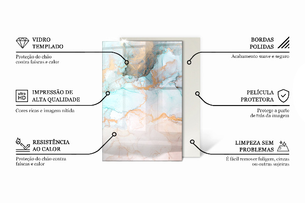 Obdĺžniková sklenená podložka pod krb Vzor z prírodného kameňa