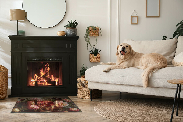 Obdĺžniková podložka pod krb Kytica kvetov v detaile