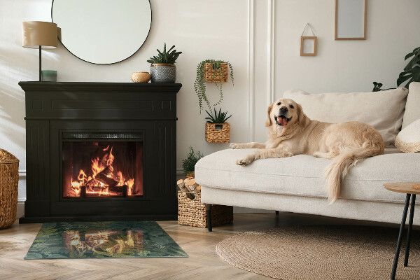 Obdĺžniková podložka pod kachle Rastlinné motívy s motýľmi