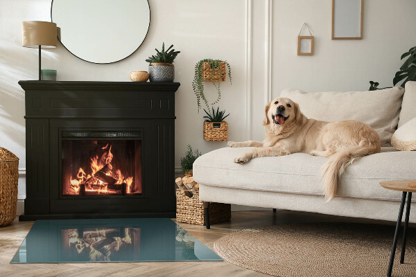 Obdĺžniková sklenená podložka pod krb Farba mora