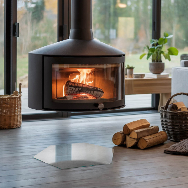 Šesťuholníková nehorľavá podložka pred krb Betónová textúra s efektom