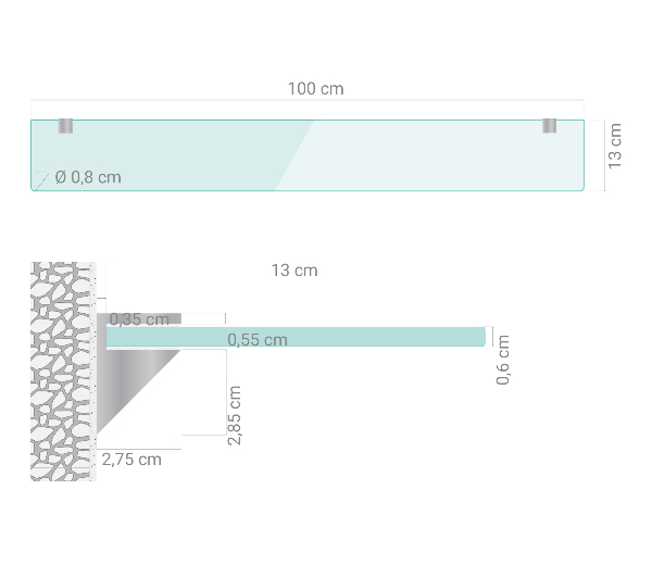 Zavesná polička do kúpeľne 100x13 cm