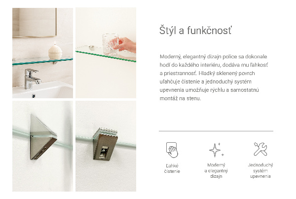 Kúpeľňová polička 40x13 cm