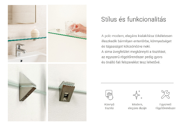 Zavesná polička do kúpeľne 80x13 cm