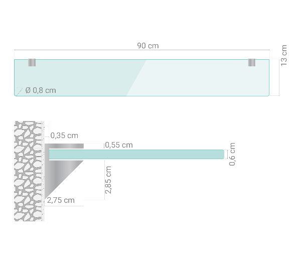 Kúpeľňová polička 90x13 cm