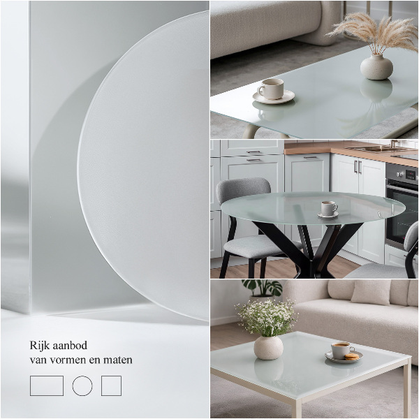 Štvorcová polopriehľadná doska na stôl