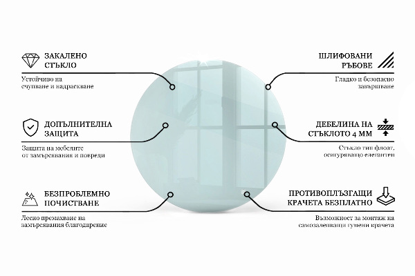 Okrúhla stolová doska priehľadná