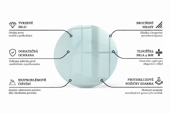 Okrúhla stolová doska priehľadná