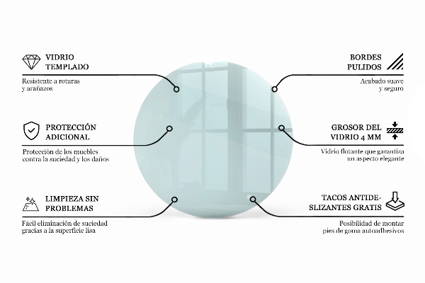 Okrúhla stolová doska priehľadná