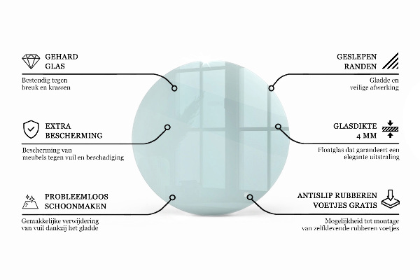 Okrúhla stolová doska priehľadná