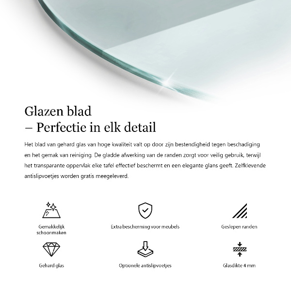 Okrúhla stolová doska priehľadná