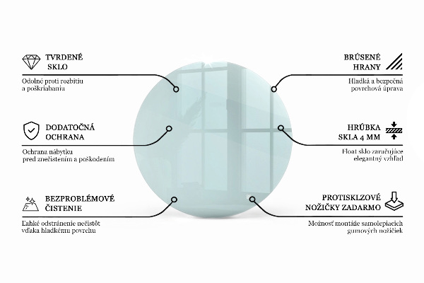 Okrúhla stolová doska priehľadná