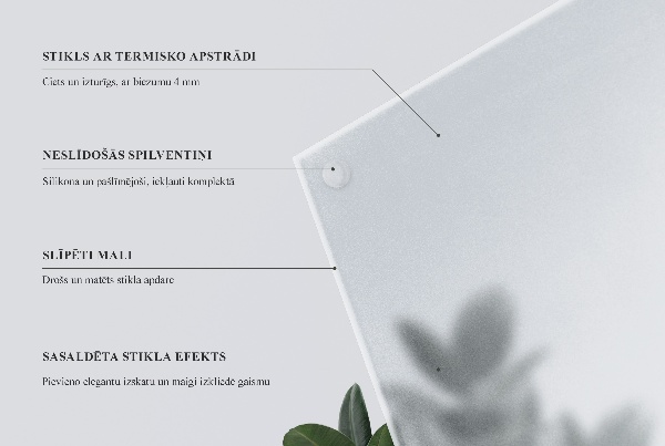 Obdĺžniková polopriehľadná sklenená doska na stôl