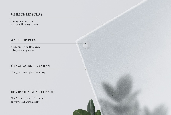 Obdĺžniková polopriehľadná sklenená doska na stôl