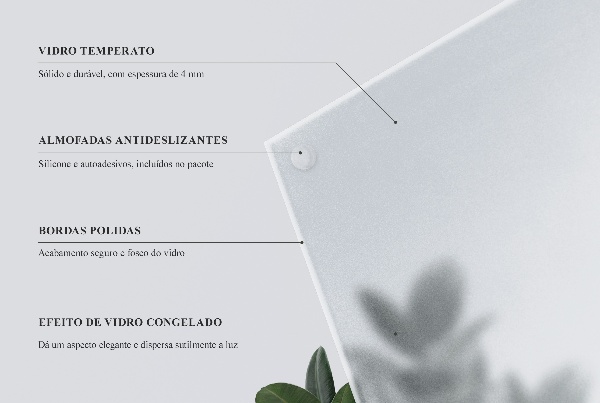 Obdĺžniková polopriehľadná sklenená doska na stôl