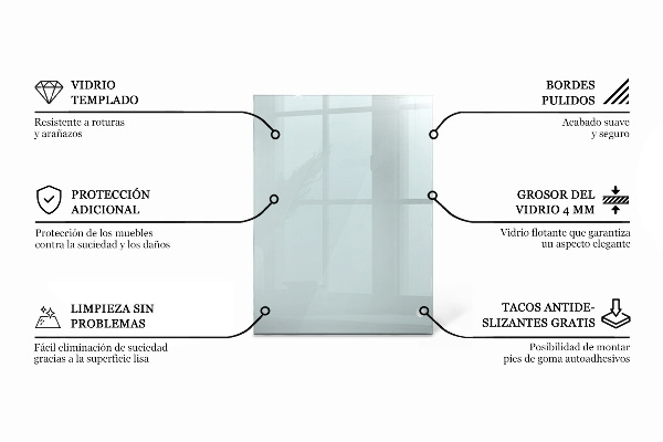Obdĺžniková stolová doska priehľadná