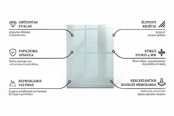 Obdĺžniková stolová doska priehľadná