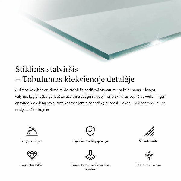 Obdĺžniková stolová doska priehľadná