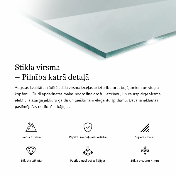 Obdĺžniková stolová doska priehľadná