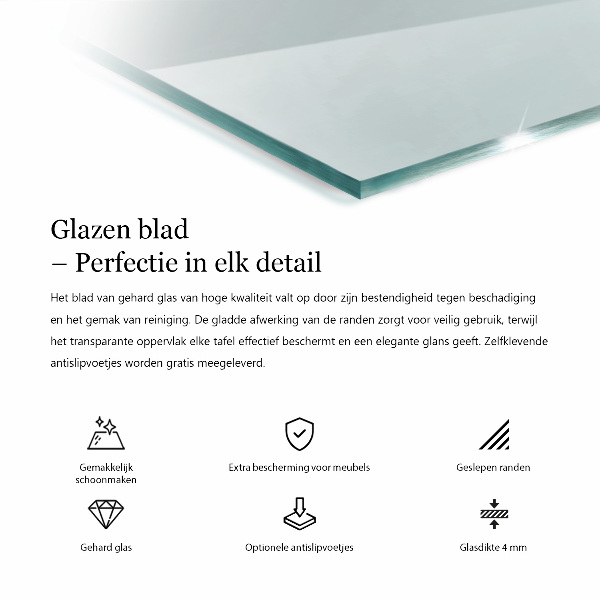 Obdĺžniková stolová doska priehľadná