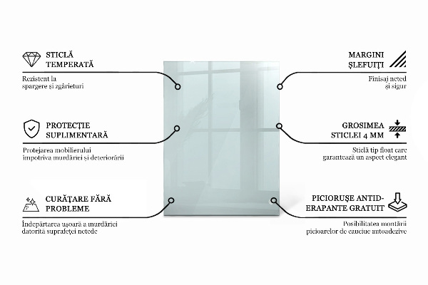 Obdĺžniková stolová doska priehľadná