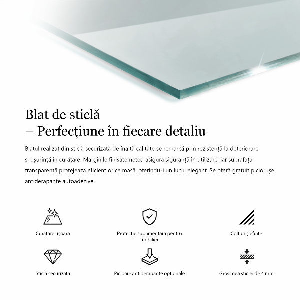 Obdĺžniková stolová doska priehľadná