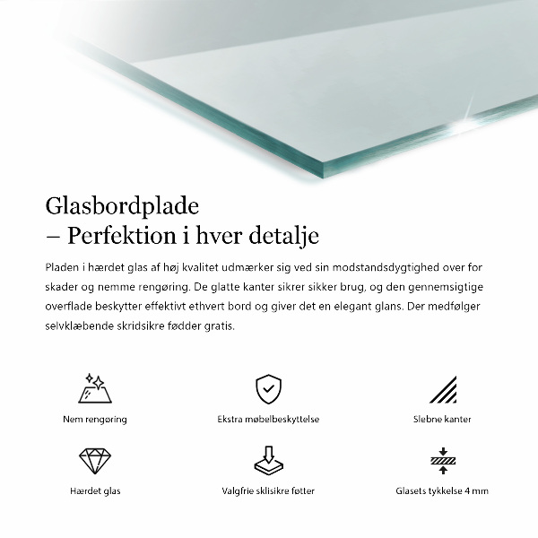 Obdĺžniková stolová doska priehľadná