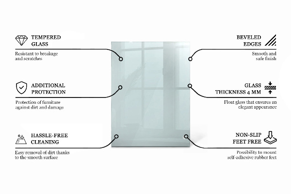 Obdĺžniková stolová doska priehľadná