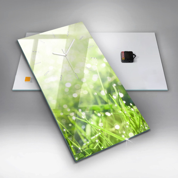 Vertikálne hodiny Zelená tráva