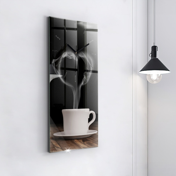 Vertikálne hodiny Šálka horúcej kávy