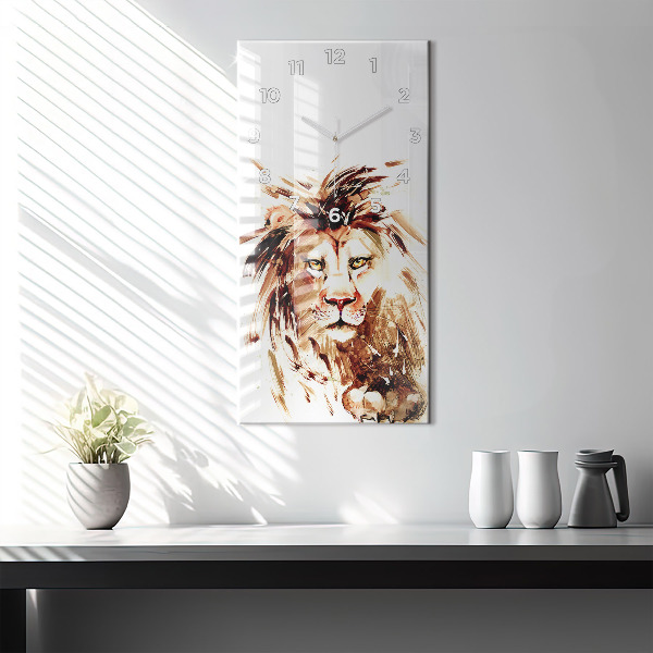Vertikálne hodiny Ilustrácia hnedého leva