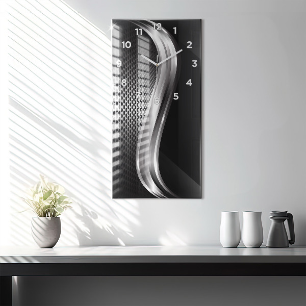 Vertikálne hodiny Black metalová abstrakcia