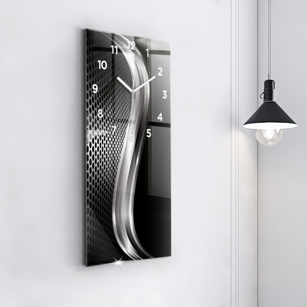 Vertikálne hodiny Black metalová abstrakcia
