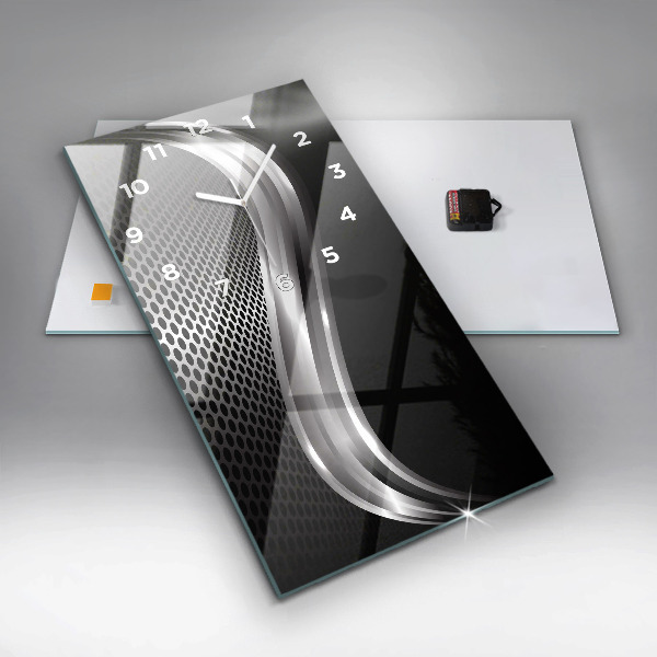 Vertikálne hodiny Black metalová abstrakcia