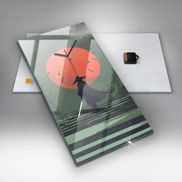 Vertikálne hodiny Samuraj v lese