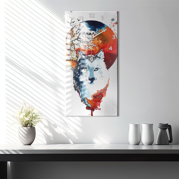 Vertikálne hodiny Vlk a Spln