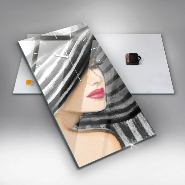 Vertikálne hodiny Žena v čiernej a bielej