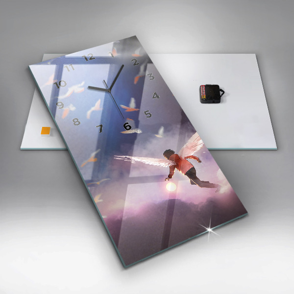 Vertikálne hodiny Chlapec s krídlami