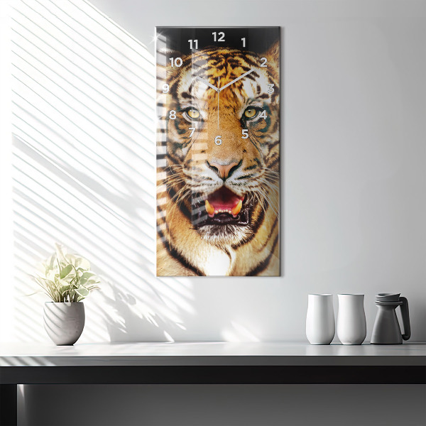 Vertikálne hodiny Tiger - divoké oči